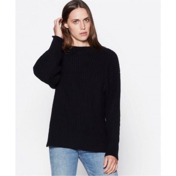 Equipment black funnel neck warm wool cashmere sweater small